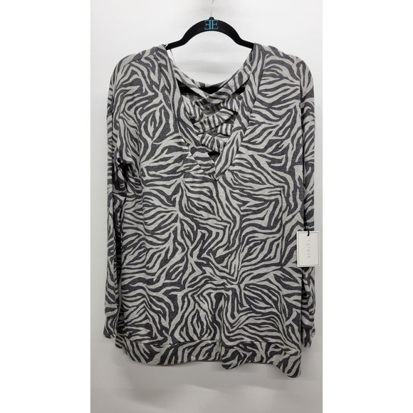 1.STATE Long Sleeve Cross-Back Top Medium - Picture 2 of 8